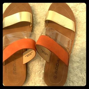 Orange and gold sandals